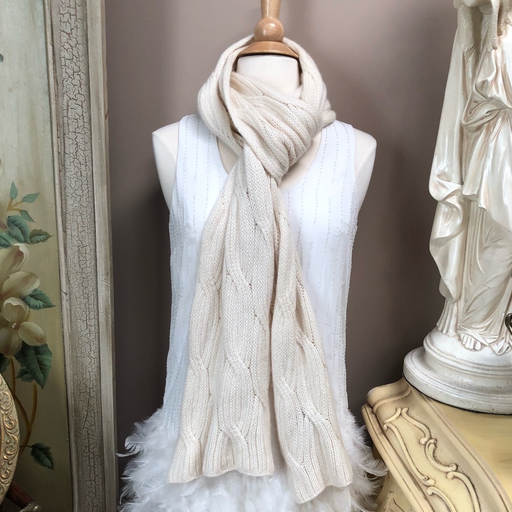 Long Cream Cashmere scarf